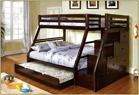 queen bed with trundle bed bunk|bunk beds with queen bottom.